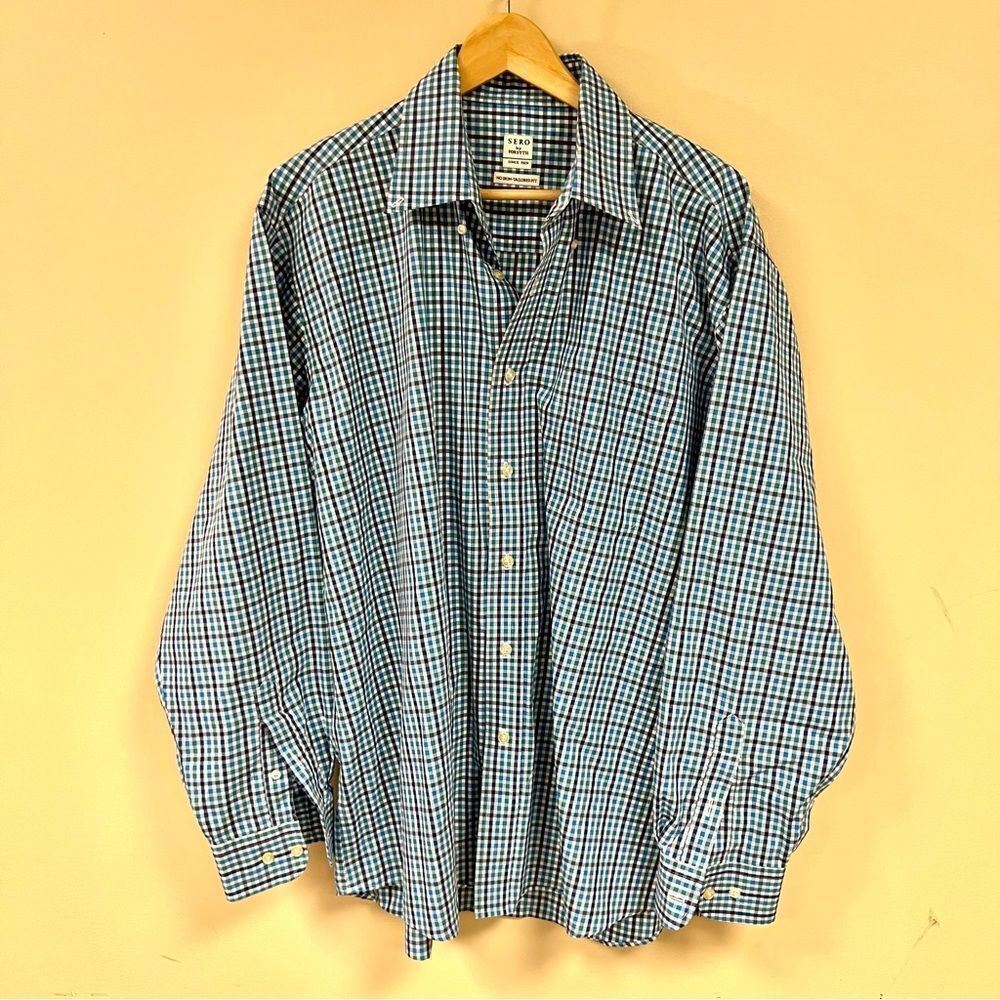 Sero by Forsyth plaid cotton button down Sz XL